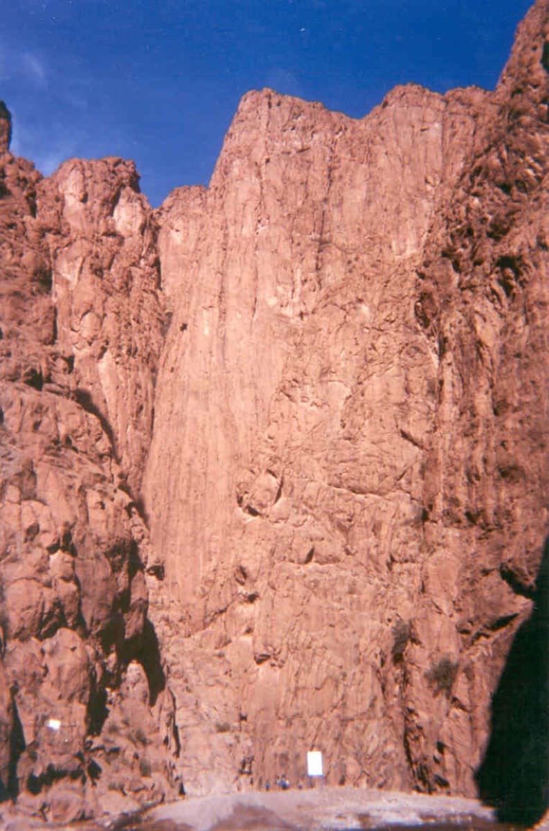 The Pilier du Couchant as you see it on entering the gorge, from the road at its foot.