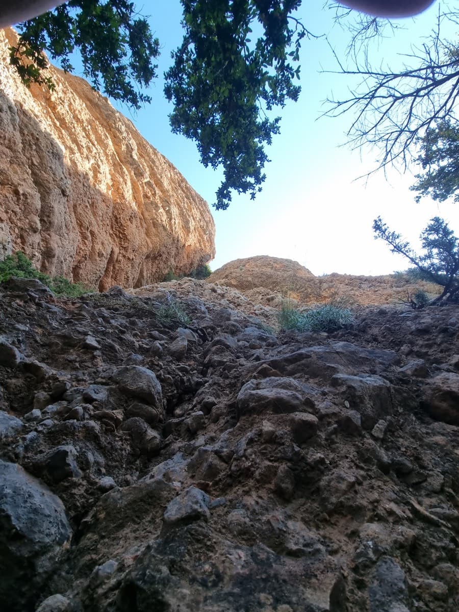Looking straight up from the base at the start of Martola (2025 party).