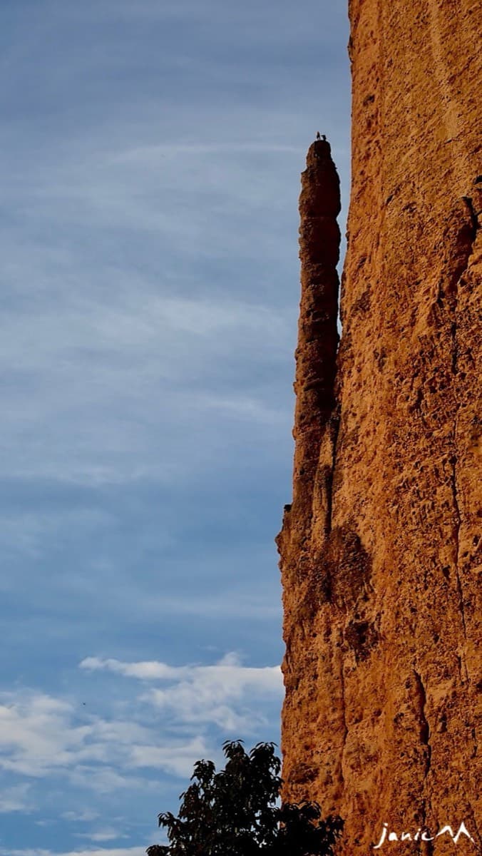 El Puro seen from the village: the detached needle stands against the left flank of the Pisón.