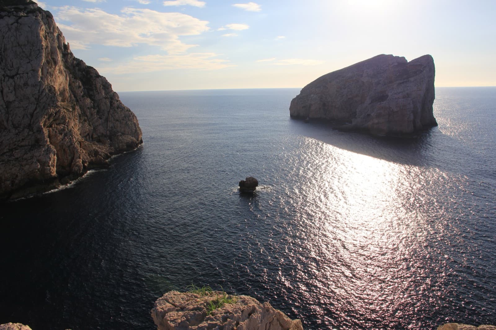 Evening light on the cliffs of Capo Caccia and the island of Foradada.