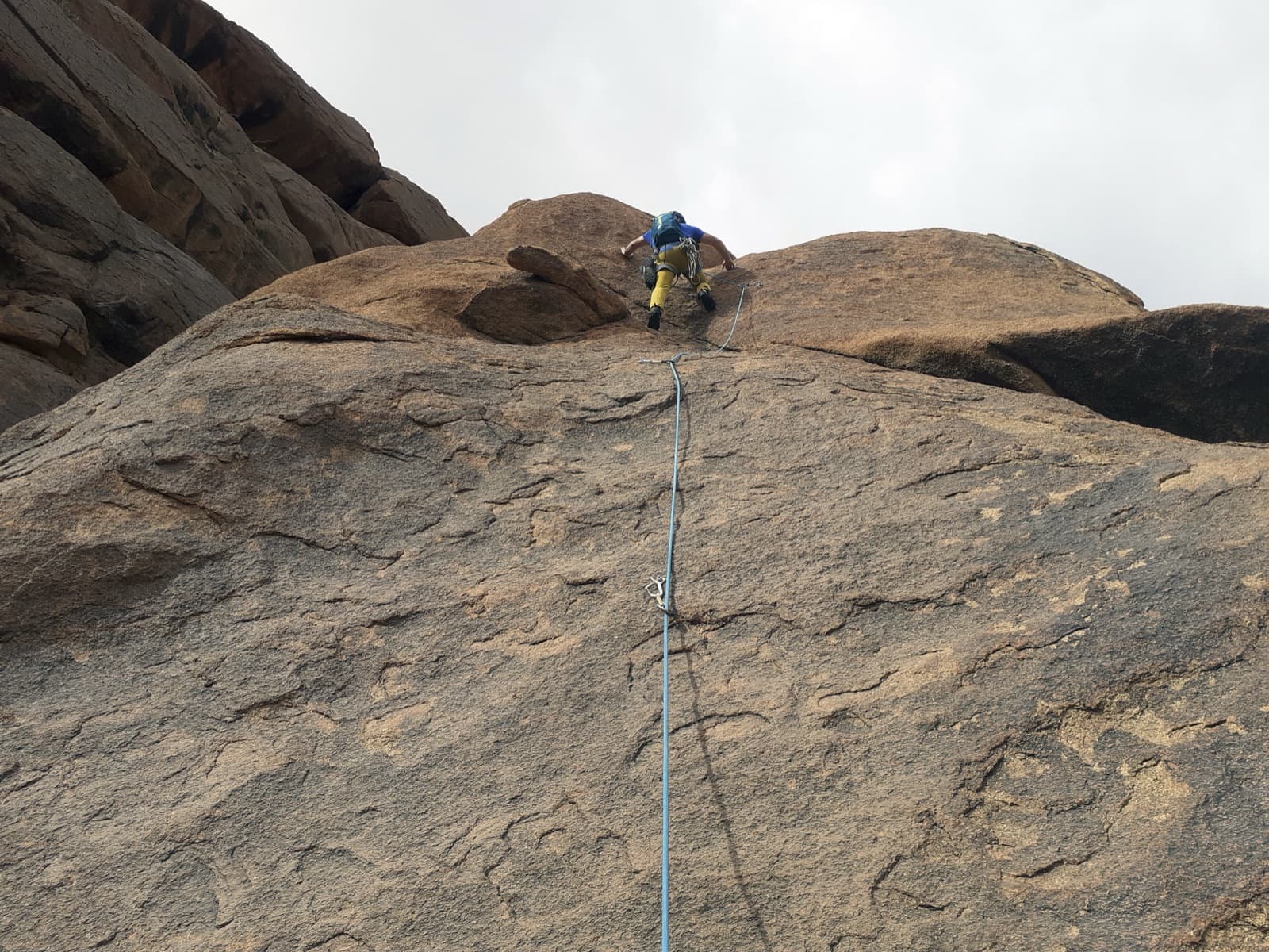 Leading a granite slab pitch of The Silk Road on the Second Dome of Tazka.