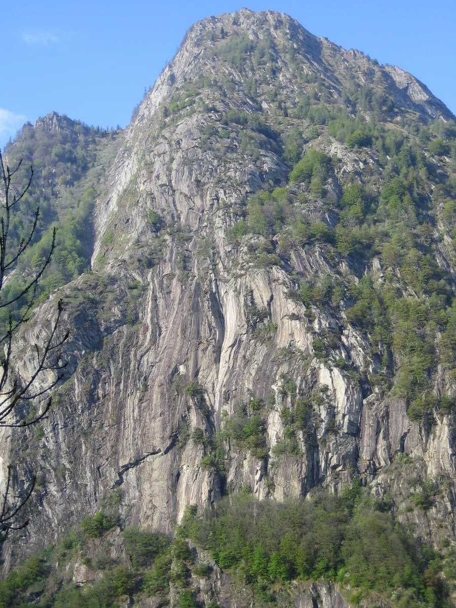 The south-west face of Mont Charvatton above Terrisse in the Champorcher valley; Tommy climbs this face.