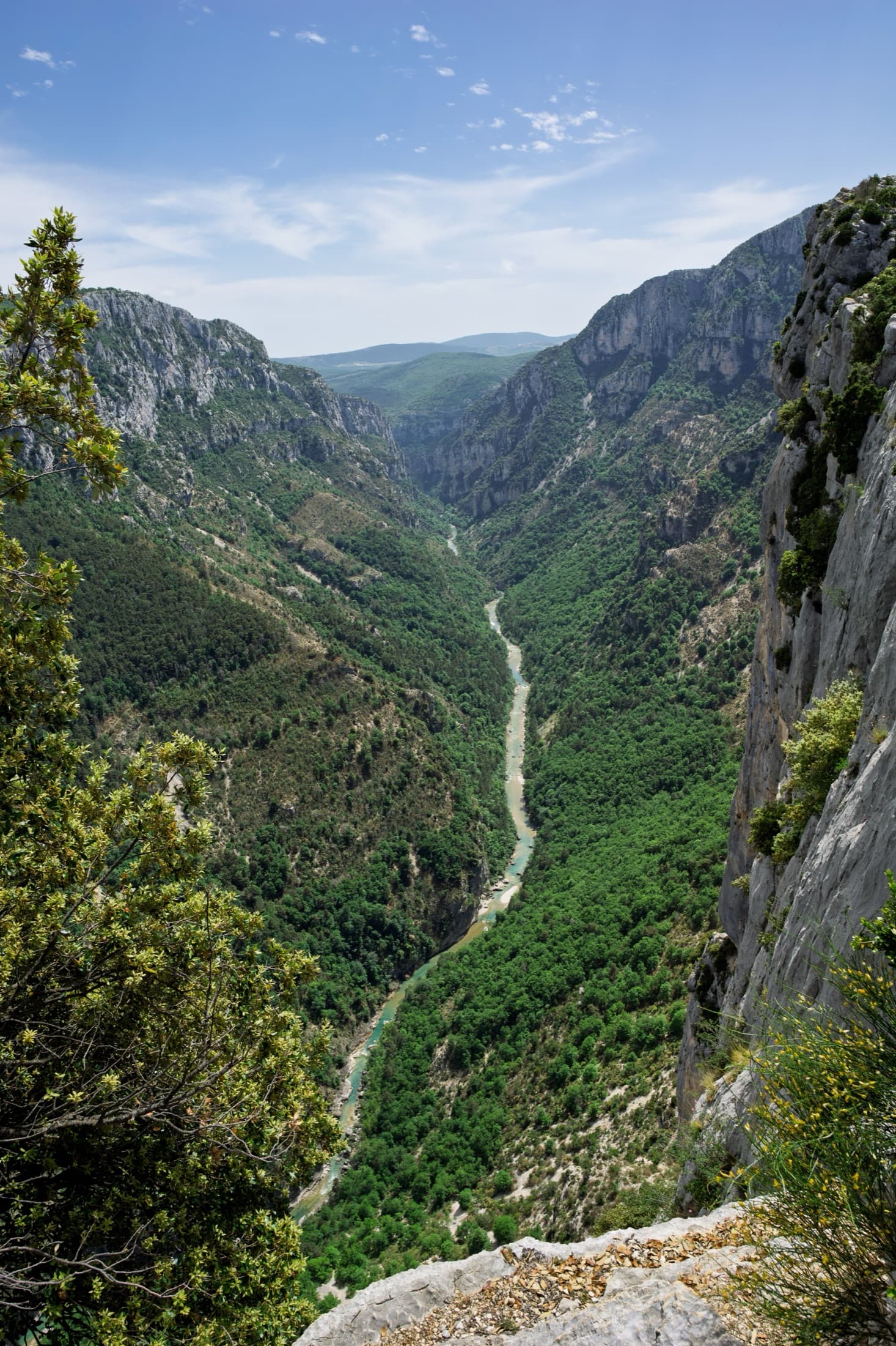 The Verdon gorge from the Belvédère de la Carelle, where the abseils to the route start