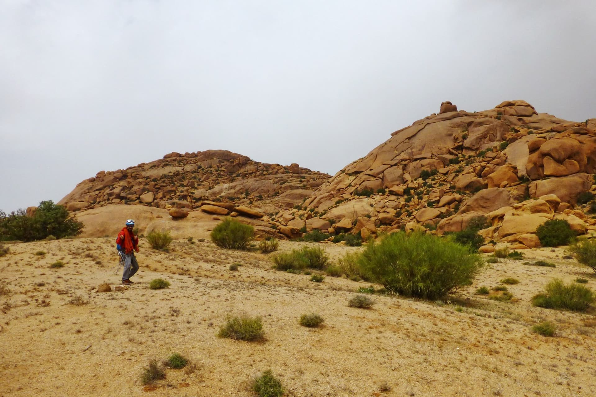 The High Sierra Dome among the granite tors south of Tafraout, photographed by a party that had just climbed it