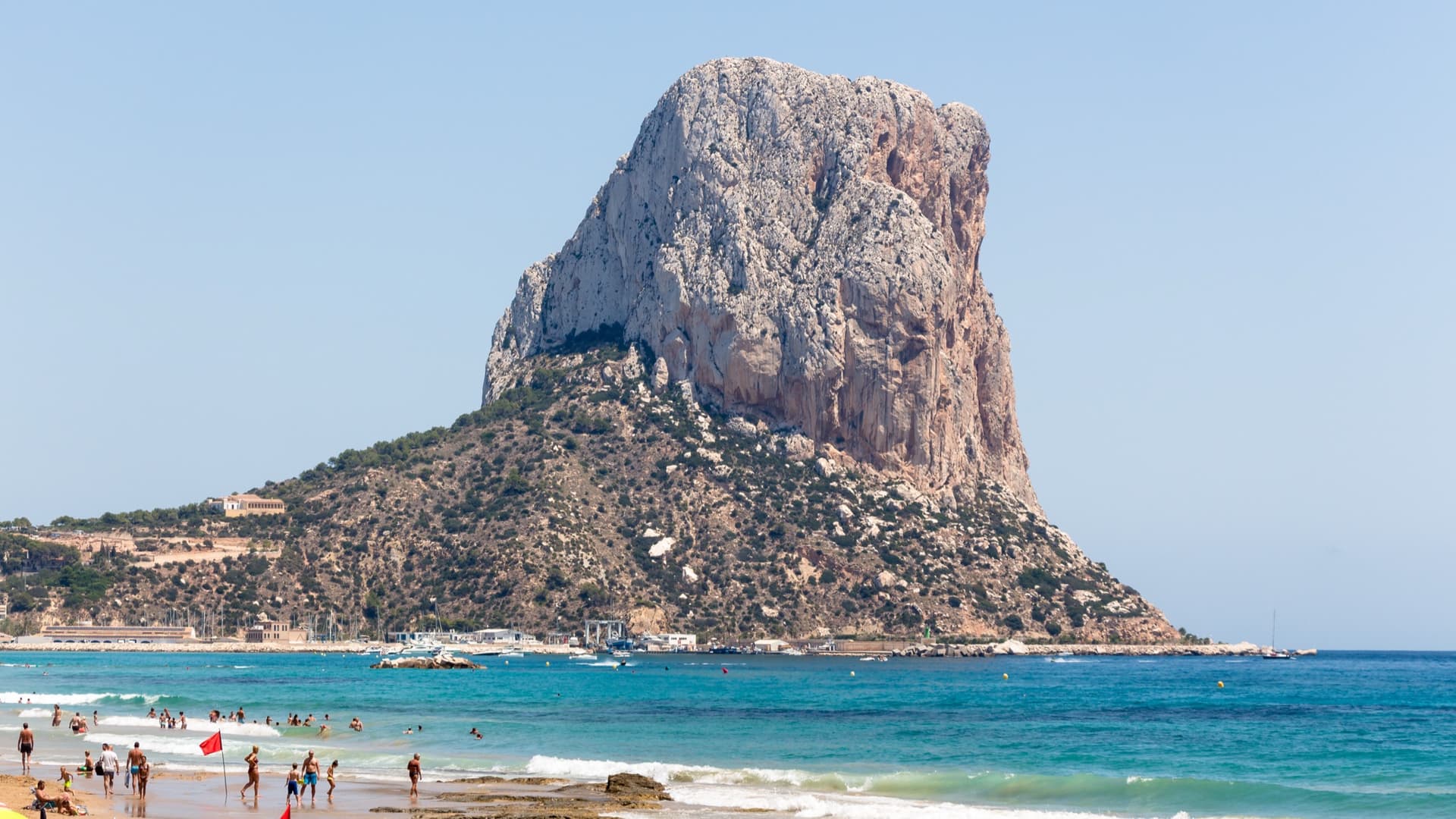 The Peñón de Ifach seen from the coast at Calp. The line of the route is not marked.