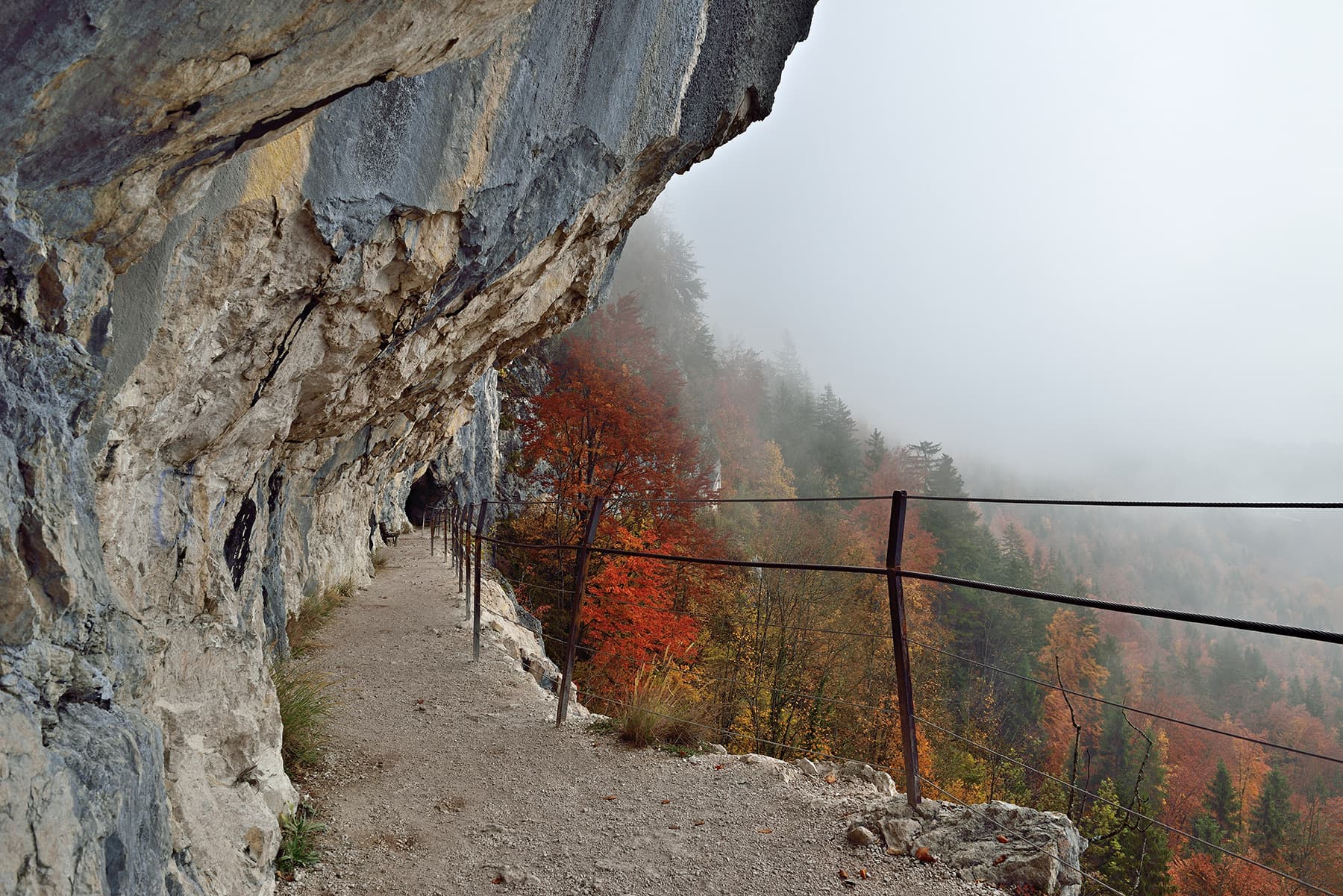 The path cut along the Ewige Wand cliff above Bad Goisern
