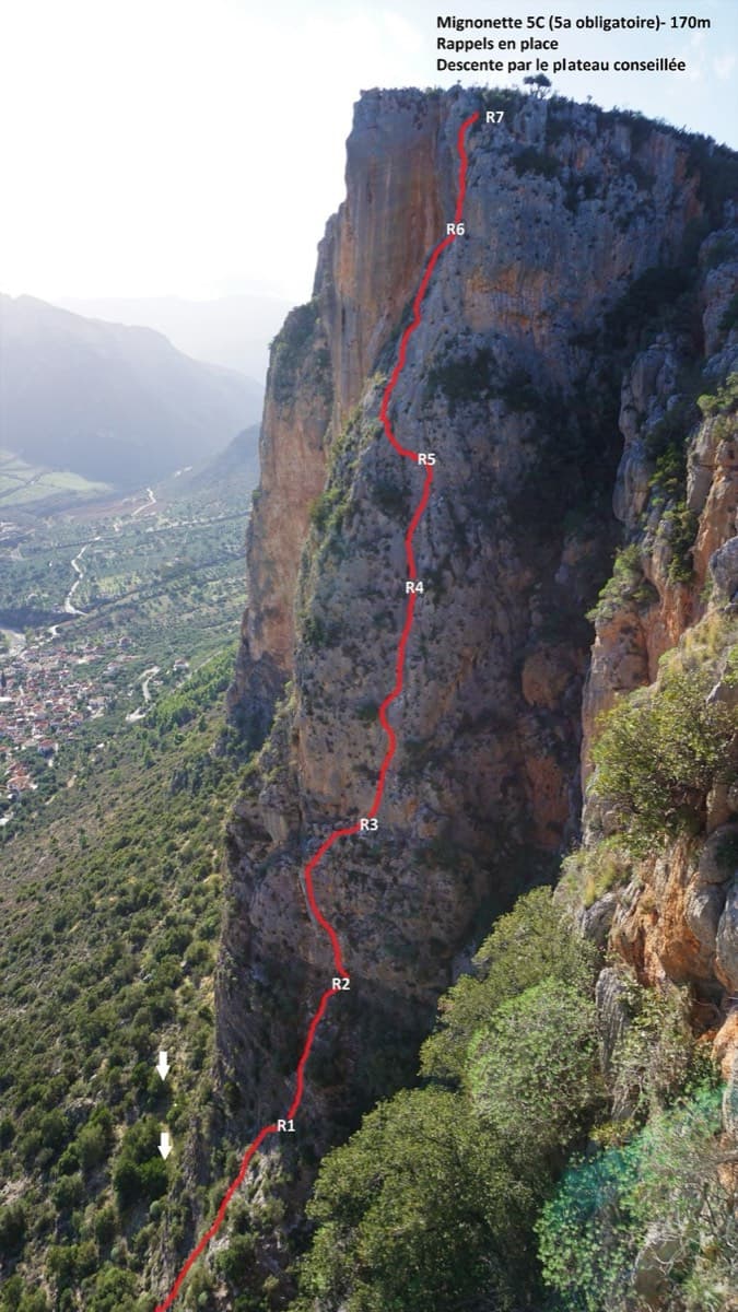 Topo of Mignonette on the Kokkinovrachos pillar, Leonidio