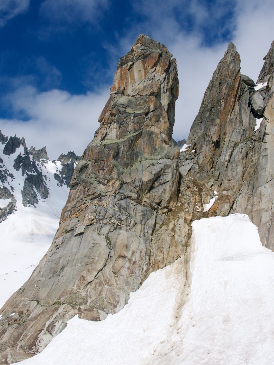 The Hannibalturm in early season, with snow still lying at its foot