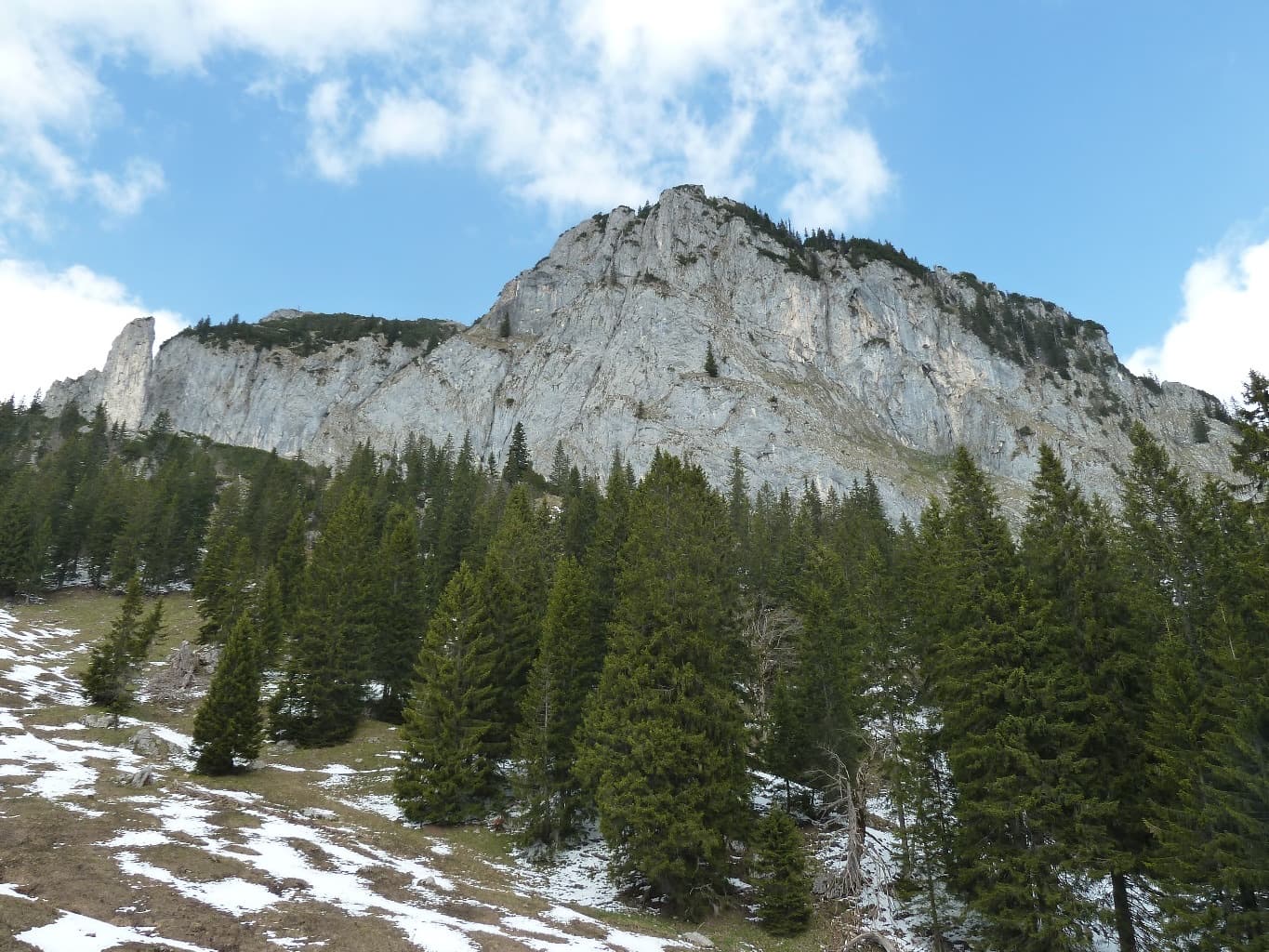 The Buchstein south face from the approach in spring
